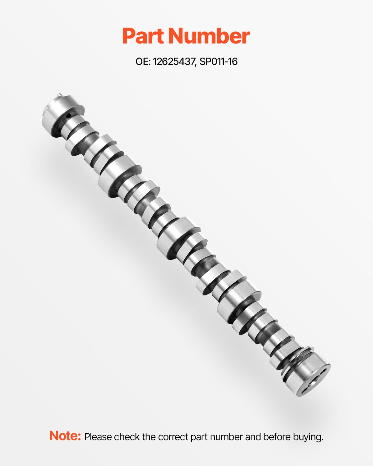 VEVOR Albero a Camme Motore, per Codice OE 12625437, SP011-16, Albero a Camme per Auto, Compatibile con Camion Norris dal 1999 al 2013 GM Gen3/4, Motore per Camion LS da 4,8 L 5,3 L 6,0 L e 6,2 L