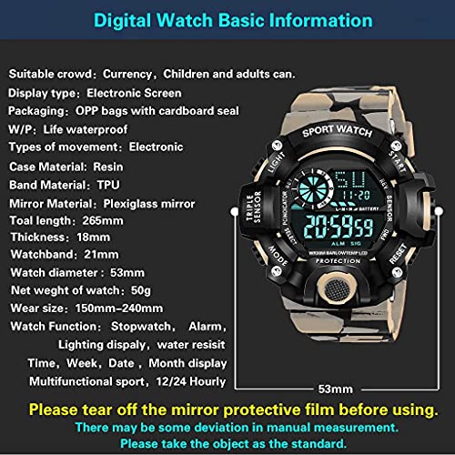 Image of Men's, Kid's Waterproof Shockproof Multi-Functional Automatic Digital Sports Wrist Watch with Led, Multicolour Strap - Pack of 2