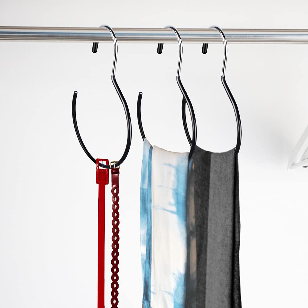 Ansd 5x Gürtelhalter Ringe Edelstahl – Kleiderbügel Für Krawatten, Schals & Hüte, Platzsparende Aufbewahrung Mit PVC-Ummantelung