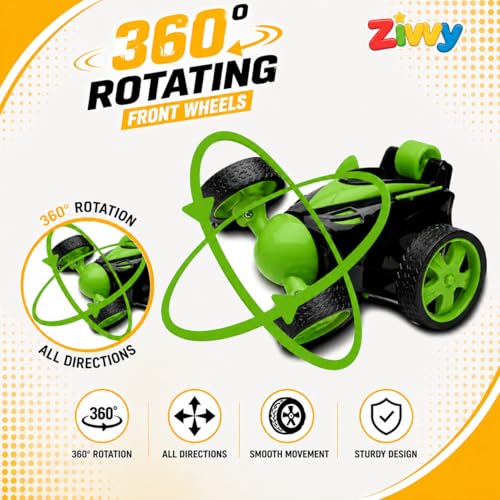 Image of Green 360 Rotating & Rolling Stunt Car Toy | Spin, Stunt, Flip Functions | Remote Control Stunt Car Toy for Kids | Toys for Boys 7-14 Years | Birthday Gift for Kids