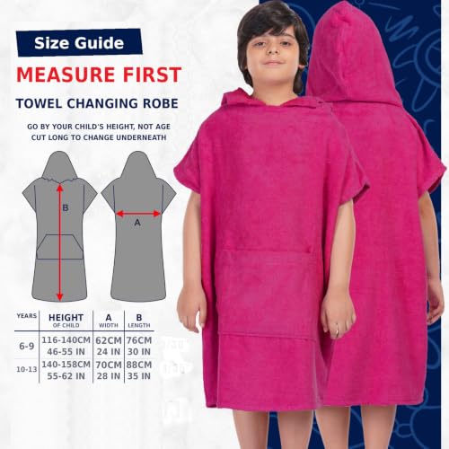 Image of ALLEN & MATE Kids Surf Poncho Towel Robe, Hooded Changing Robe, 6-13 Years