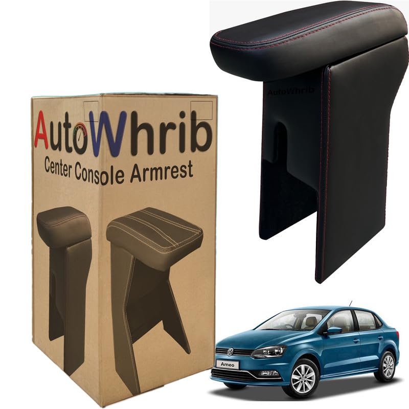 Image of Car Arm Rest For Ameo Armrest with Storage Box & Soft Cushion Pad, Luxury Arm Rest, Black Colour