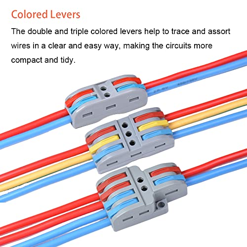 Glutoad 65Pcs Lever Wire Connectors Kit With Bases & Screws, Compact Splicing Wire Connectors Push-In, Inline Electrical Connectors Assortment Pack, For Quick Connect 28-12 Awg #TOP1