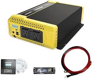Krieger 1100W Pure Sine Wave Inverter 12V DC to 120V AC Converter for Home, RV, Truck, Off-Grid Solar Power Inverter 12V to 110V with Built-in 5V/2.1A USB Port, AC Hardwire Port, Remote Controller