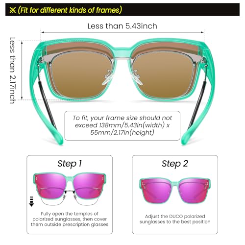 Image of DUCO Fit Over Sunglasses for Men Women Wear Over Glasses Retro Wrap Around Polarized Sun Glasses UV400 Protection DC8981