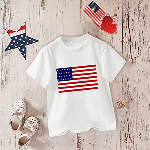 Toddler Boys 4th of July T Shirts American Flag Shirt Kids Independence Day Patriotic Short Sleeve (White, 4-5 Years)3