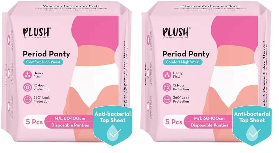 Plush Comfort High Waist Disposable Period Panties for Women - 5 Pcs M/L (60-100cm) | Anti-Bacterial | 12-Hour Protection | 360° Coverage | Rash-Free | Ideal For Heavy Flow & Overnight Use | White Color-image-5