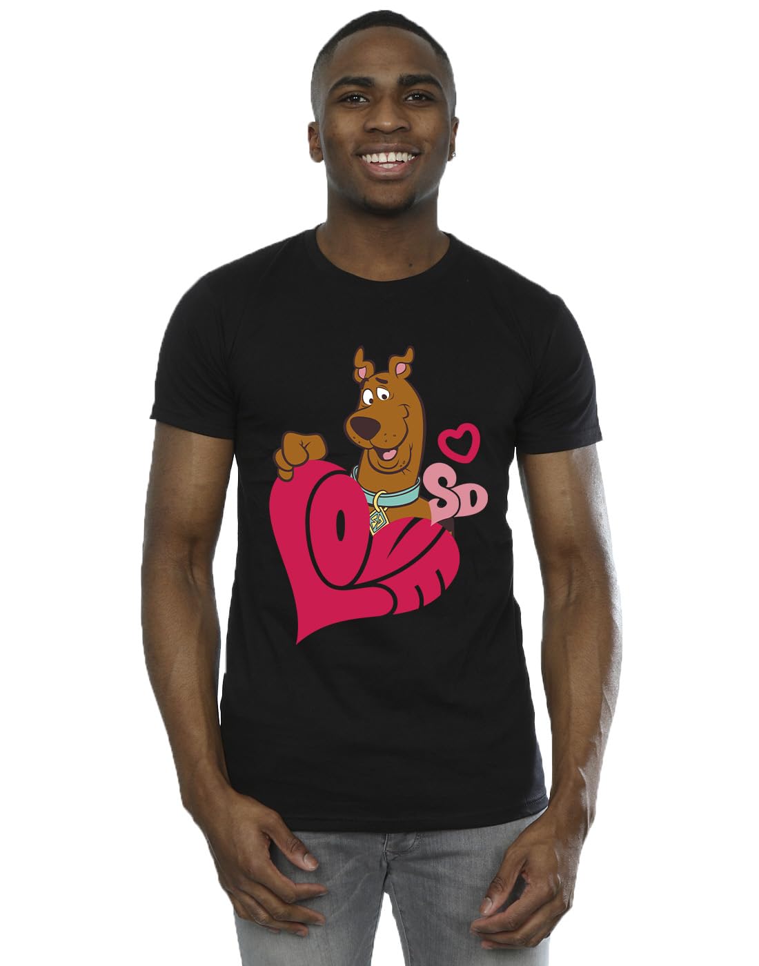 Absolute Cult Men's Black Scooby Doo Love Heart T-Shirt X-Large