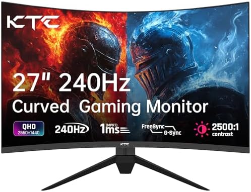 KTC 27 Inch 240Hz Curved Gaming Monitor, 1000R VA, QHD 2K (2560x1...