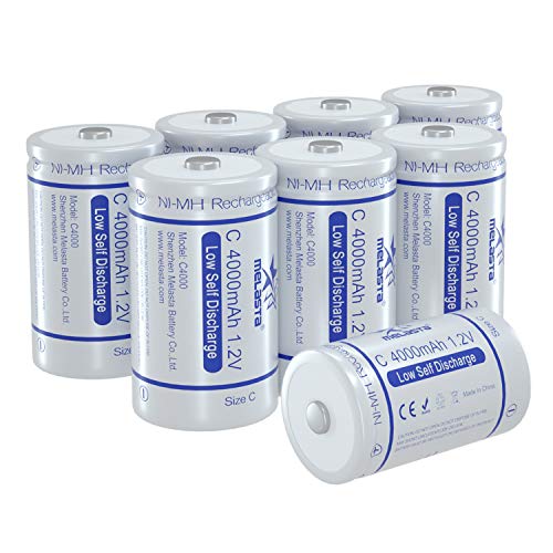 Rechargeable C Cell Batteries, 8 Pack 1.2V 4000mAh NiMH LSD C Battery with Up to 1200 Times Recharge for All Purposes
