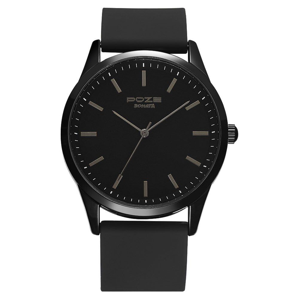 Sonata Poze Quartz Analog Black Dial Silicone Strap Watch for Men-SP70019NP01W (B0CW9X6YNL) Amazon Price History, Amazon Price Tracker