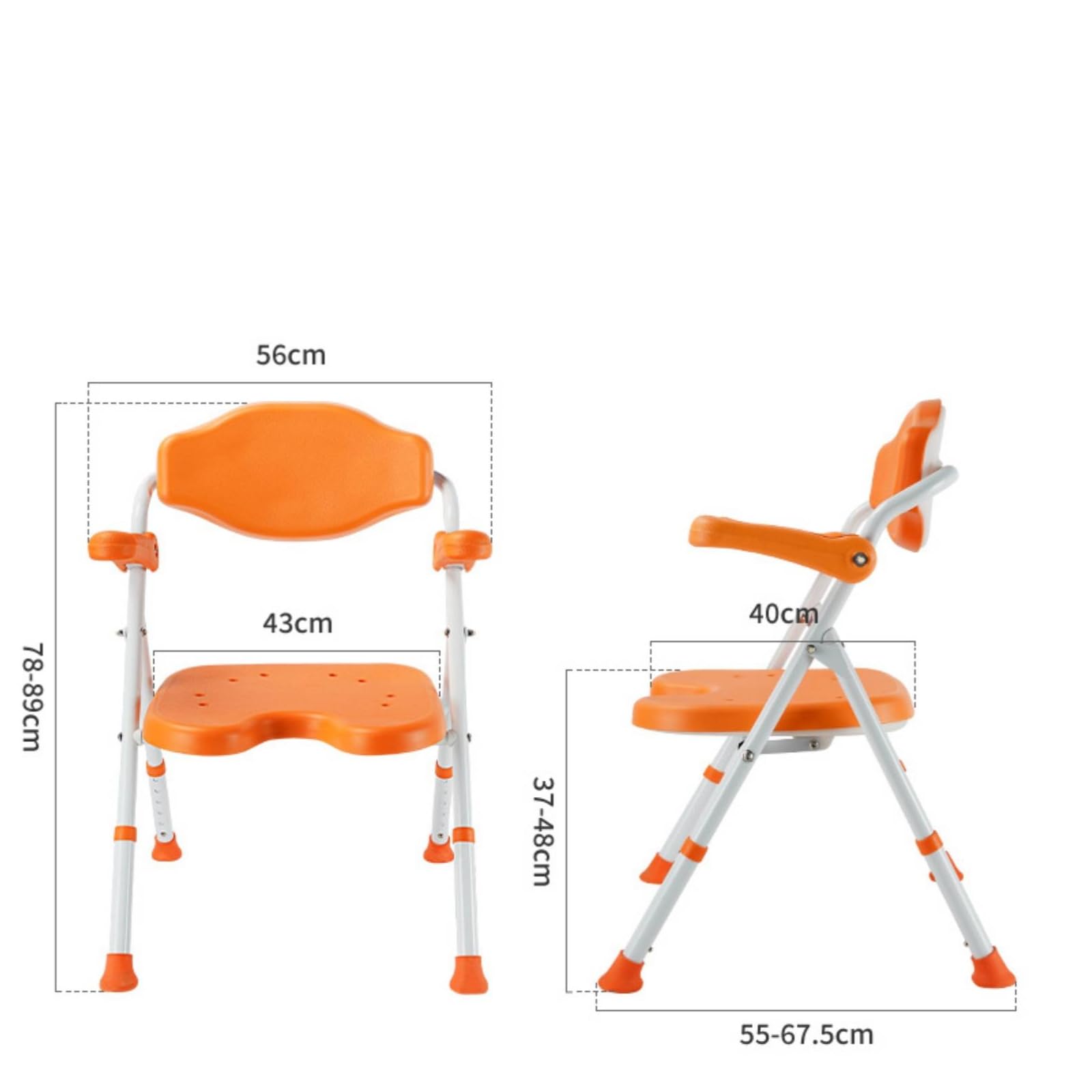 perfeclan Asiento de para Baño Silla Banco Taburete con Respaldo Plegable Marco Resistente de Aleación de Aluminio con Pies Antideslizantes y Asiento, YC745A