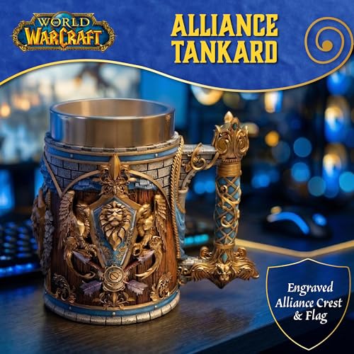 Nemesis Now World of Warcraft Alliance Tankard 15.5cm - Officially Licensed Alliance Drinkware with Crest, Flag Design and Stainless Steel Insert by Nemesis Now - Image 2