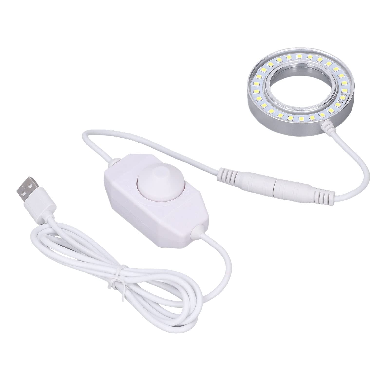 Iluminador LED para Microscopio Estéreo con Luz de Anillo Brillo Ajustable y Regulador Intensidad Hebilla Espiral Ajustable para Laboratorio Microscopía