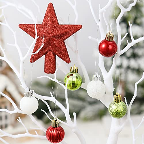 Christmas Ball (Red+White+Gold) Star Shiny Red, Gold, White Christmas Balls 30 Pcs. 3Cm/1.18" Mini Christmas Ball Tree Ornaments Christmas Tree Orname #TOP2