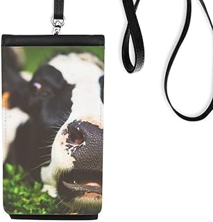 Pcture Terrestrial Organism Animal Cow Phone Wallet Purse Hanging Mobile Pouch Black Pocket
