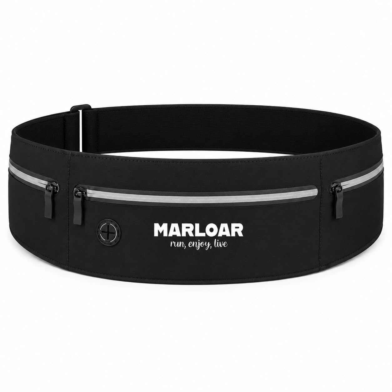 MARLOAR Running Belt with Soft Flask 250 ml - Adjustable Running Belt for Men & Women, Jogging Belt, Non-Slip, Multiple Pockets for Mobile Phone & Keys, black, Black, Moderno โ image 1