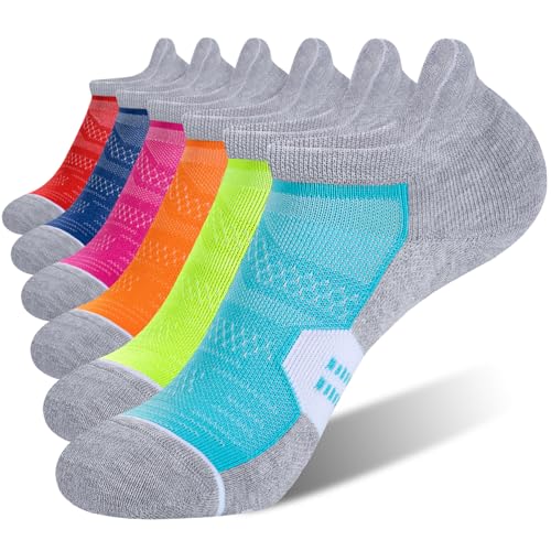 Image of CS CELERSPORT 6 Pack Women's Ankle Running Socks Cushioned Low Cut Tab Athletic Socks