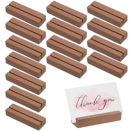 Porte-cartes en bois rustiques PATIKIL pour numéros de table de mariage et fête, lot de 16 marron