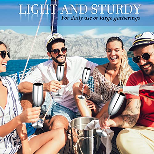 Set Of 12 Stainless Steel Champagne Flutes Silver Champagne Glasses With Box 8.5 Oz Champagne Wine Glasses Bulk Unbreakable Toasting Glasses For Wedding, Anniversary, Parties, Bride Gifts #TOP5