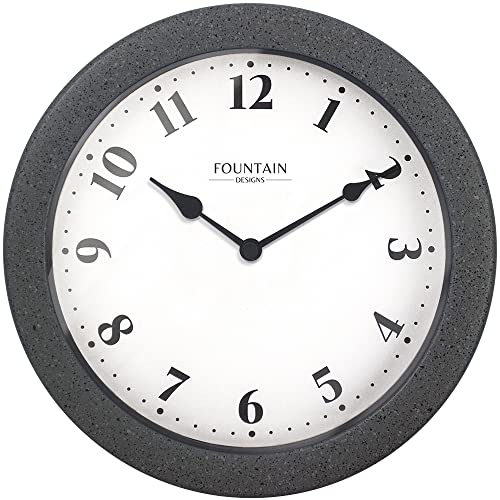 FOUNTAIN DESIGNS 8.26" Small Nordic Indoor/Outdoor Clock, Waterproof & Weatherpoof Clock for Bathroom, Patio,Pool and Kitchen,Modern Style (Gray Sandstone Finish) by FOUNTAIN DESIGNS - Used condition - US$9.99