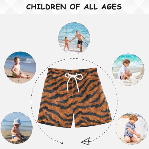 visesunny Summer Boy's Beach Shorts Tiger Texture Pattern Quick Dry Swim Trunks Baby Boy Bathing Suit with Pockets4
