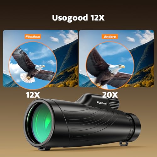 Usogood 12×56 Monokular, HD Fernrohr Erwachsene mit BAK4-Prisma und FMC-Beschichtung für Vogelbeobachtung, Jagd, Reisen, Konzerte und Outdoor Sport