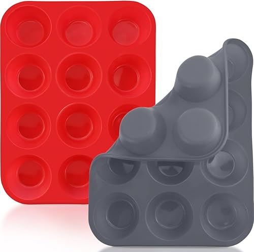 Miniatura 1 de Molde de silicona antiadherente para magdalenas de tamaño regular, molde de silicona de grado alimenticio, molde para hornear muffins y magdalenas,