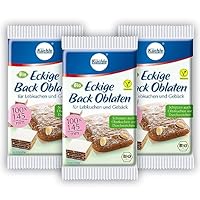 Küchle eckige Back Oblaten Bio Vegan 100mm 40g pro Packung 3er Pack Esspapier zum Backen von Makronen & Lebkuchen