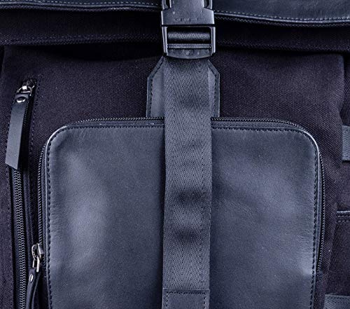Image of Strap It TABI - Multipurpose Canvas Rolltop Laptop Backpack with Genuine Leather Details