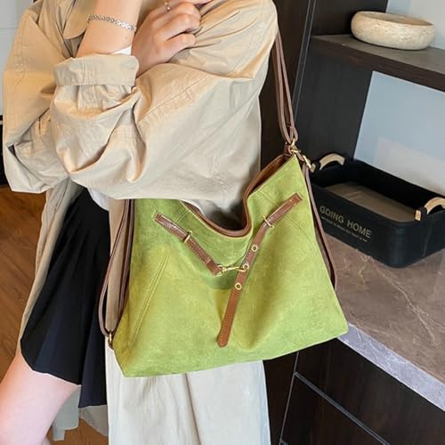 Women Vintage Suede Leather Shoulder Bag Large Bucket Tote Crossbody Handbag Classic Backpack Work Travel Dating2