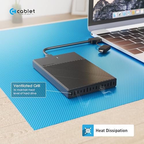 Image of Cablet 2.5 Inch SATA Type C 3.1 HDD /SSD 6GBPS Speed Portable External Enclosure, 7mm and 9.5mm, Tool-Free Design, Supports UASP Max 6TB (Type C)