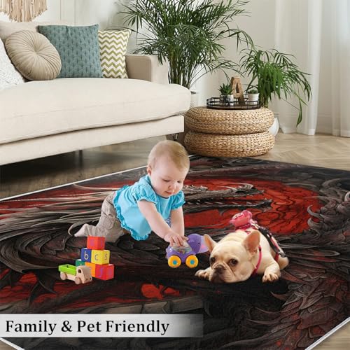 Tapete Rojo Negro Dragón 4x6ft Durable y Antideslizante miniatura 4