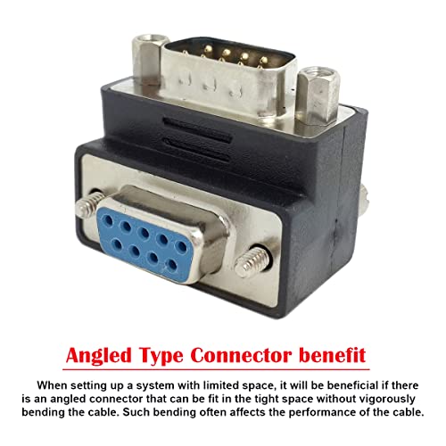 Cablecc DSUB D-SUB RS232 9PIN MALE TO FEMALE UP RIGHT ANGLED 90 DEGREE EXTENSION ADAPTER - Image 2