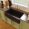 Fireclay Farmhouse Sink, DeerValley DV-1K0017 Solstice 33"L x 18"W Farmhouse Kitchen Sink Black Single Bowl Farm Sink Reversible Apron Front with Sink Grid and Basket Strainerr