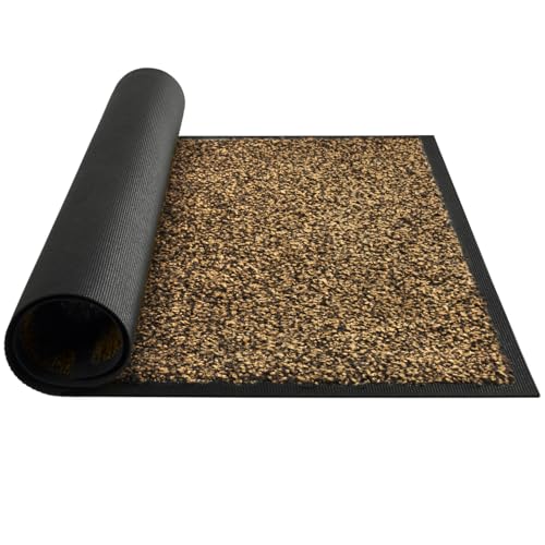 Mibao Outdoor Door Mat, 60 x 90 cm, Black Brown, Absorbent Entrance Mat, Indoor and Outdoor, Waterproof and Washable, Indoor Entrance Mat