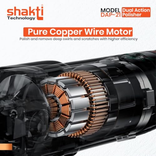 Image of Shakti Technology DAP-21 Dual Action Polisher 1000W Electric Car Polisher 21MM Orbit with D-Handle 2000-4500 RPM with 150MM(6Inch) Wheel Size, Disk Ideal for Cars (Digital Display Function)