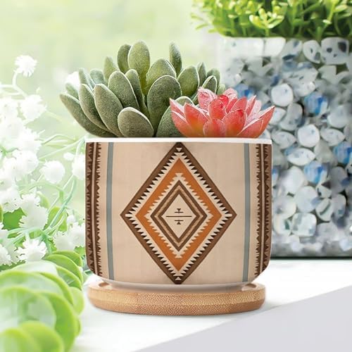 WoGuangis Elegant Aztecs Print Ethnic Ceramics Planters Set of 1 ...