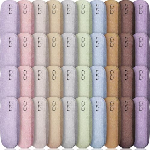 Image of Kanayu 20 /40 /60 /100 Pcs Hard Shell Glasses Case Bulk Linen Fabric Protective Eyeglasses Case Eye Glasses Sunglasses Protector