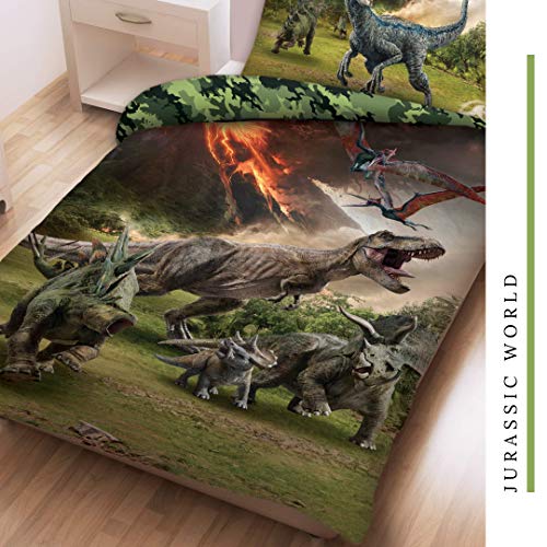 Dino Jurassic Jungen-Bettwäsche · 1 x Kissenbezug 80x80 + 1 x Bettbezug 135x200 cm · Jurassic World Dinosaurier · 100% Baumwolle · Kinderbettwäsche - Image 4