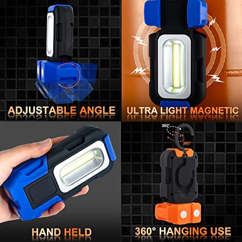 4 Pieces Portable Led Work Magnetic Emergency Lights Cob Mechanic Lights Cob Pocket Work Battery Operated Lights Magnetic Base And Hanging Flashlight For Car Repairing Hiking Camping Working Hurricane #TOP3