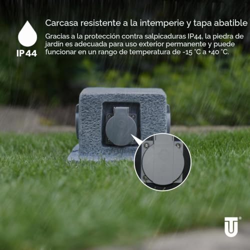 Enchufe para jardín UNITEC tipo piedra para conectar iluminación y herramientas 5