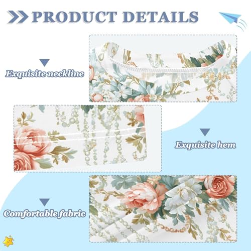 ALAZA Kids Rash Guard Girls Toddler Swim Shirts Short Sleeve European Flowers UPF 50+ 3T3