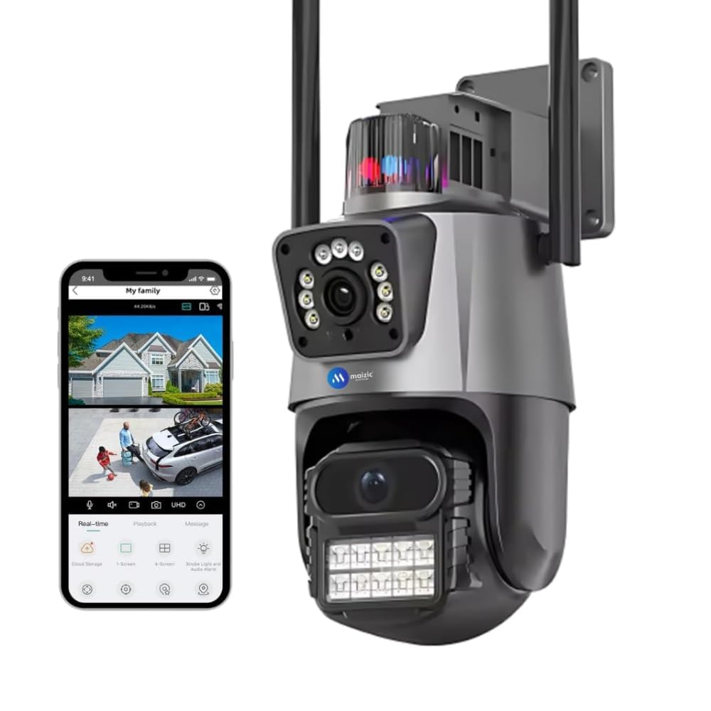 Maizic Smarthome 5MP +5MP Wireless WiFi CCTV Camera Dual Lens/Dual Screen Video Record, Color Night Vision, Bullet+360° PTZ Control, PIR Motion Sensor, IP66 Waterproof (TwinViewWifi)-image-30
