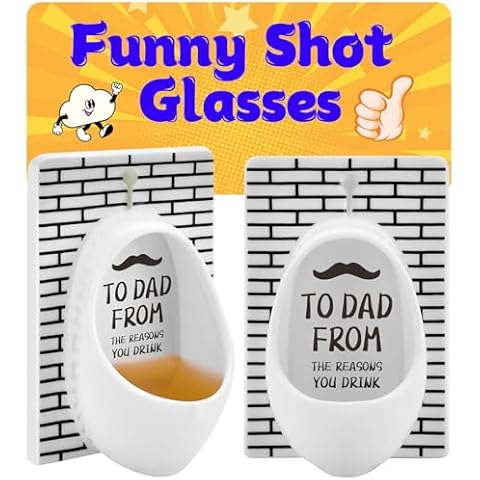 Christmas Gifts for Dad Funny Gifts Stocking Stuffers Urinal Shot Glasses Set of 2 Dad Christmas Gifts from Daughter White Elephant Gifts for Adults Odd Gag Gifts for Men Christmas Party Cover