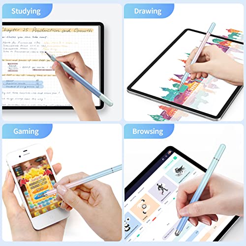 Stylus Pens for Touch Screens(2 Pcs), High Sensitivity 2-in-1 Magnetic Disc Stylus Pen for iPad Compatible with All Capacitive Touch Screens (Blue Pink/Light Green Blue)
