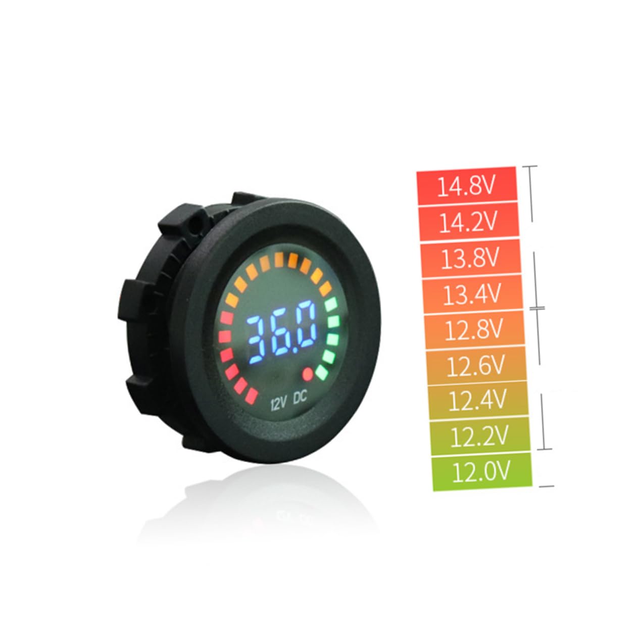 Gatuida 2piezas Voltímetro Digital De Pantalla Colorida Para Coche y Motocicleta Medidor De Voltaje De Batería Visualización Led Fácil Instalación y Compacto