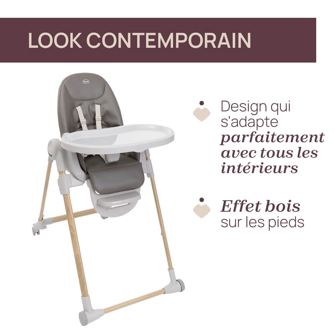 Chicco Polly Armonia Trona Evolutiva para Niños de 0 Meses hasta 40 kg, Trona 3en1, 9 Niveles de altura, 3 Posiciones de reclinado, Reposapiés Regulables, 4 Ruedas, Cierre Compacto, Marron