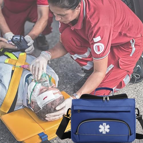 Image of Empty Medicine Bag for Travelling Red First Aid Bag On Call Trauma Bag EMT First Responder Carrier Bag Medical Supplies Kit Emergency Bag for School(Bag only)