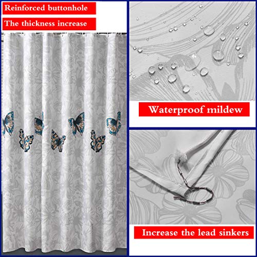 GONOVE Shower Curtain for Bathroom 180 x 200 cm Mildew Resistant Waterproof Polyester Fabric Butterfly Shower Curtain Liner Washable Bath Curtain with Hooks - Image 4